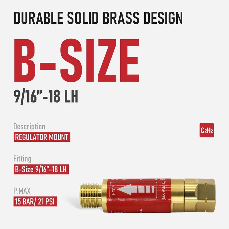 RX WELD Oxygen Acetylene Flashback Arrestors Set Regulator End - Standard "B" 9/16-18UNF Threads Size - Image 3